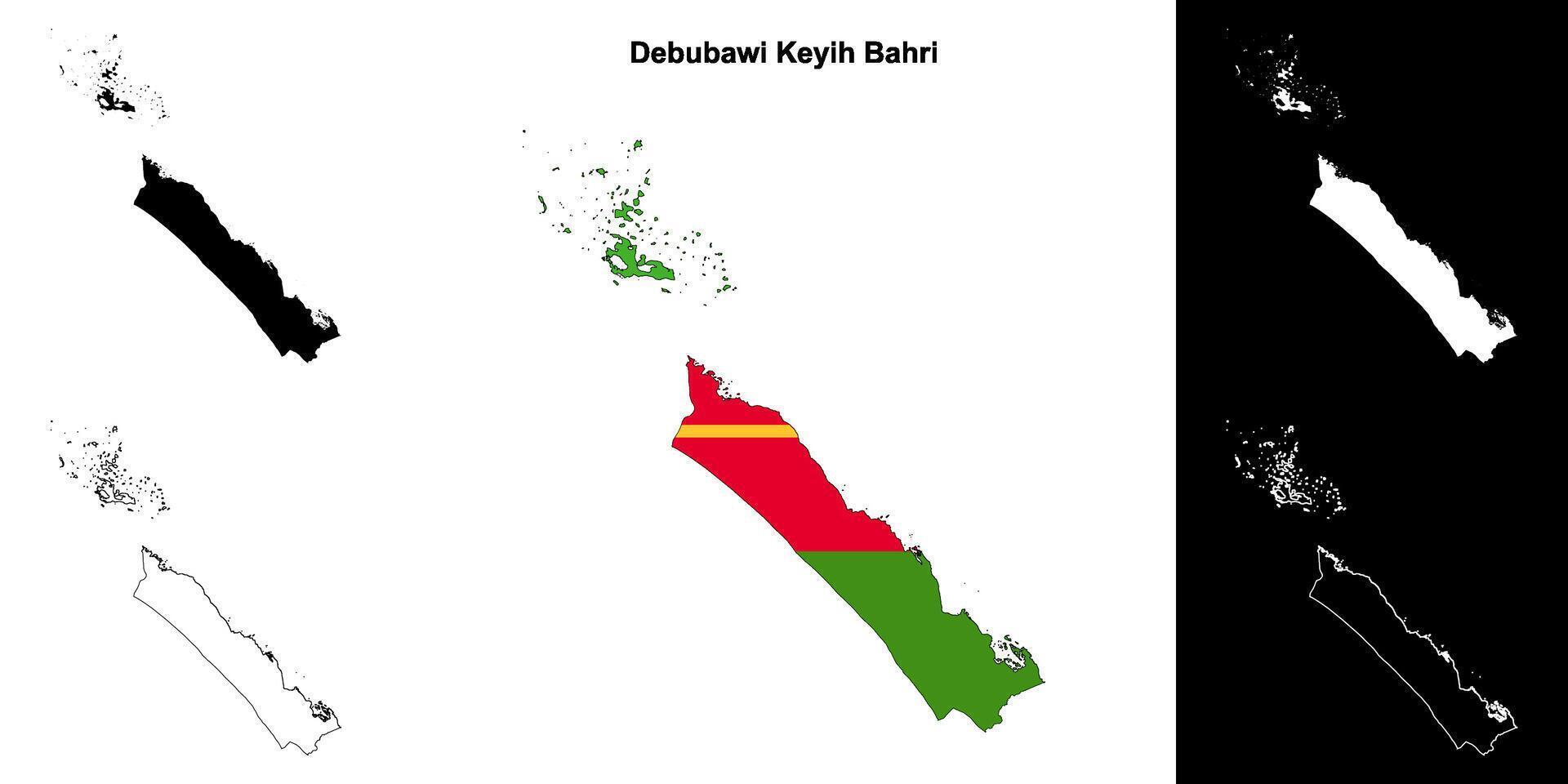 Debubawi Keyih Bahri region outline map set vector