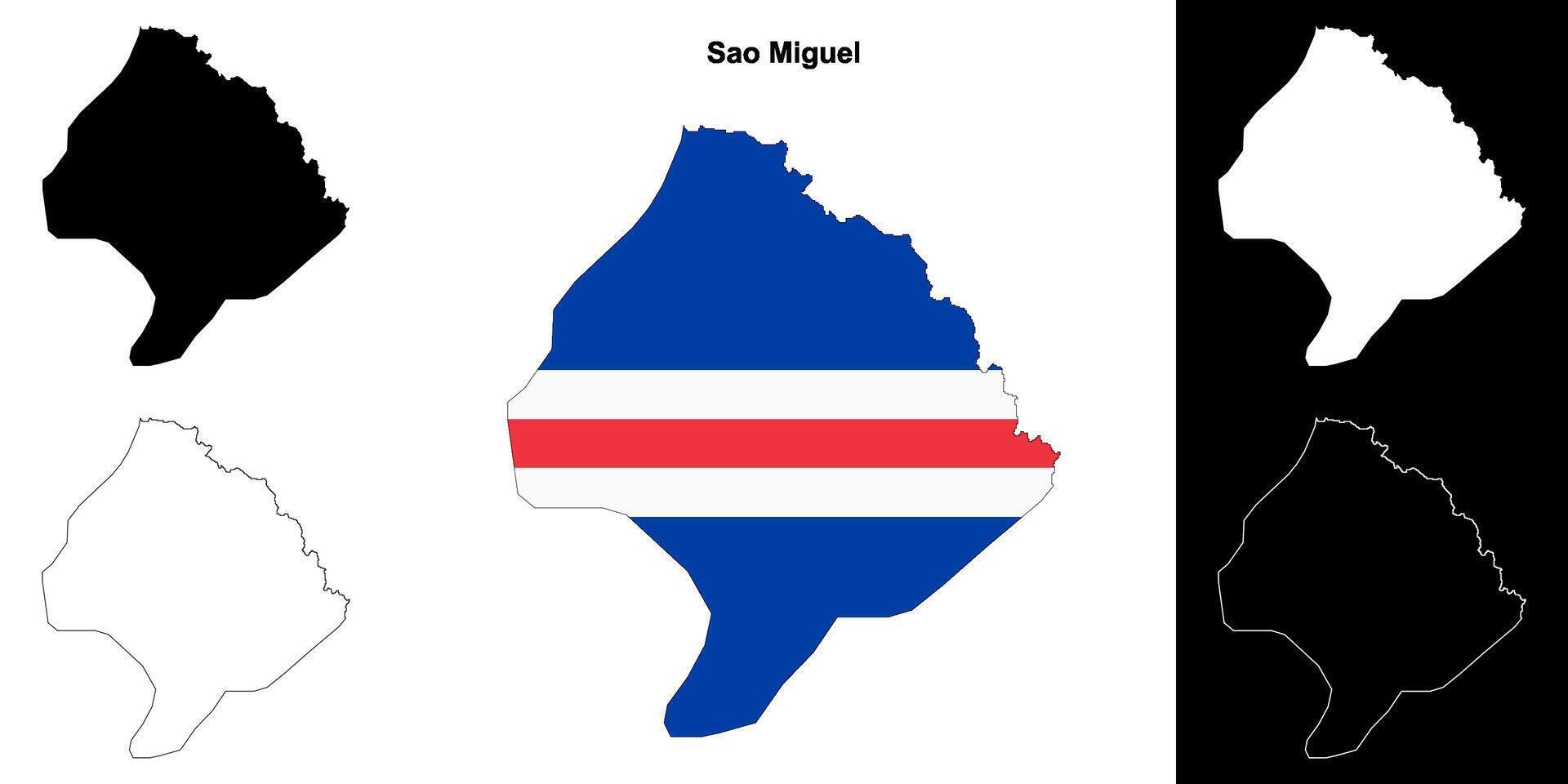 Sao Miguel municipality outline map set vector