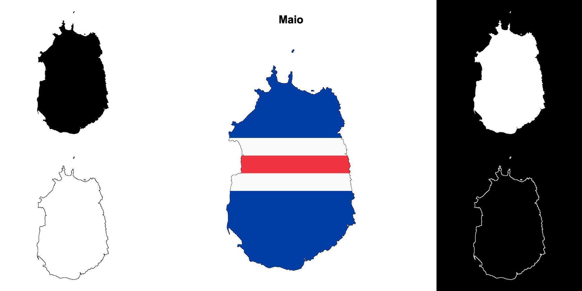 Maio municipality outline map set vector