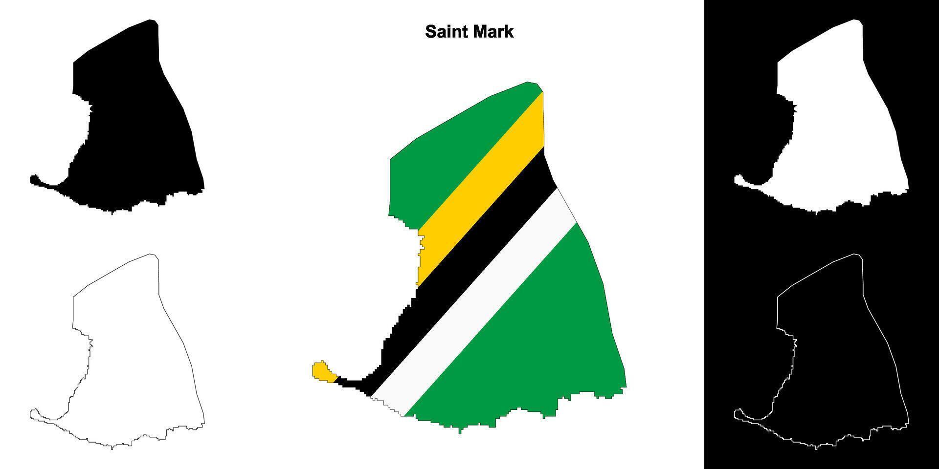 Saint Mark parish outline map set vector