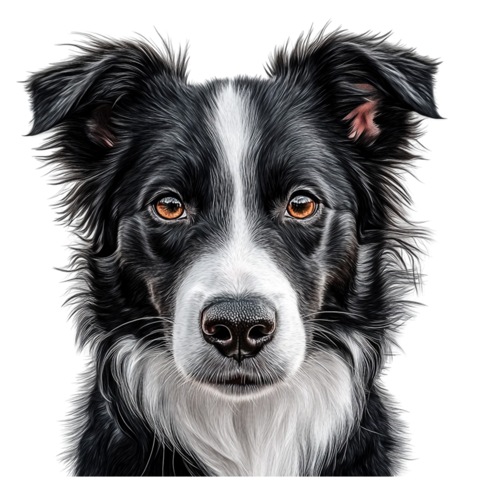 Close-Up of a Border Collie Face png