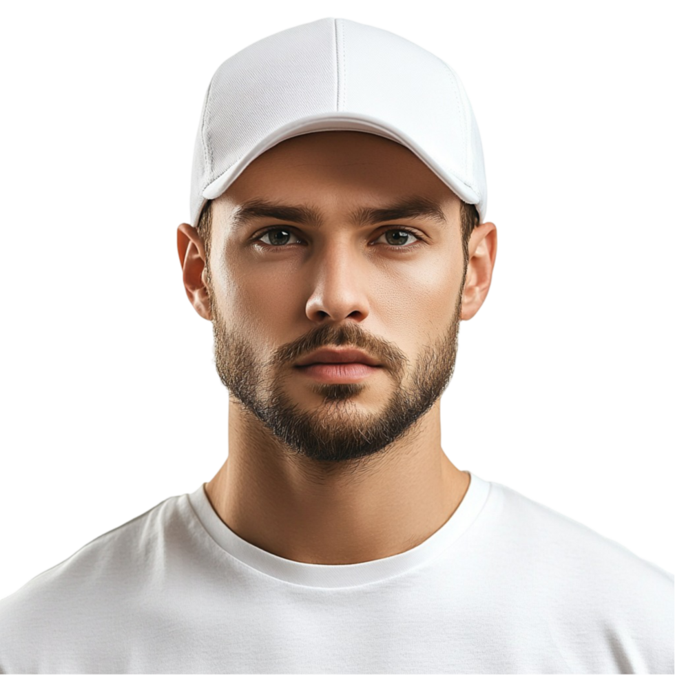 Portrait of a Man Wearing a White Cap png