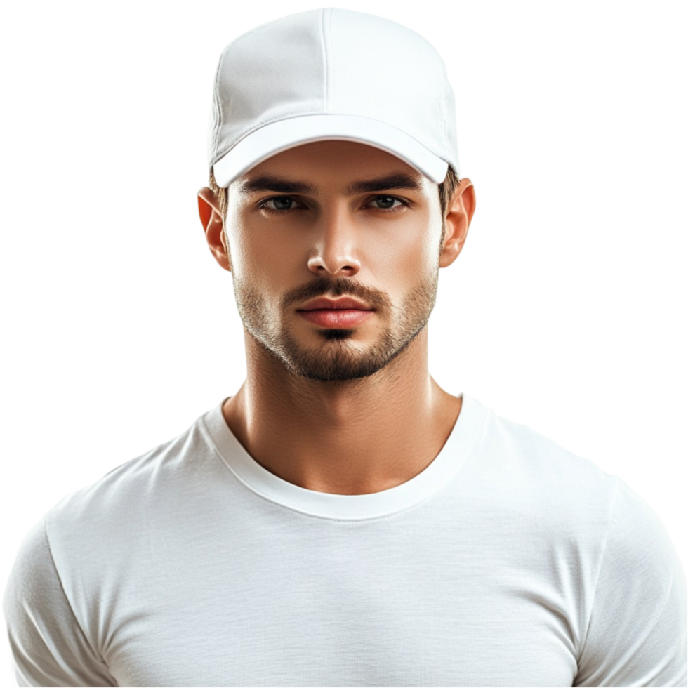 Man White T-shirt Cap png