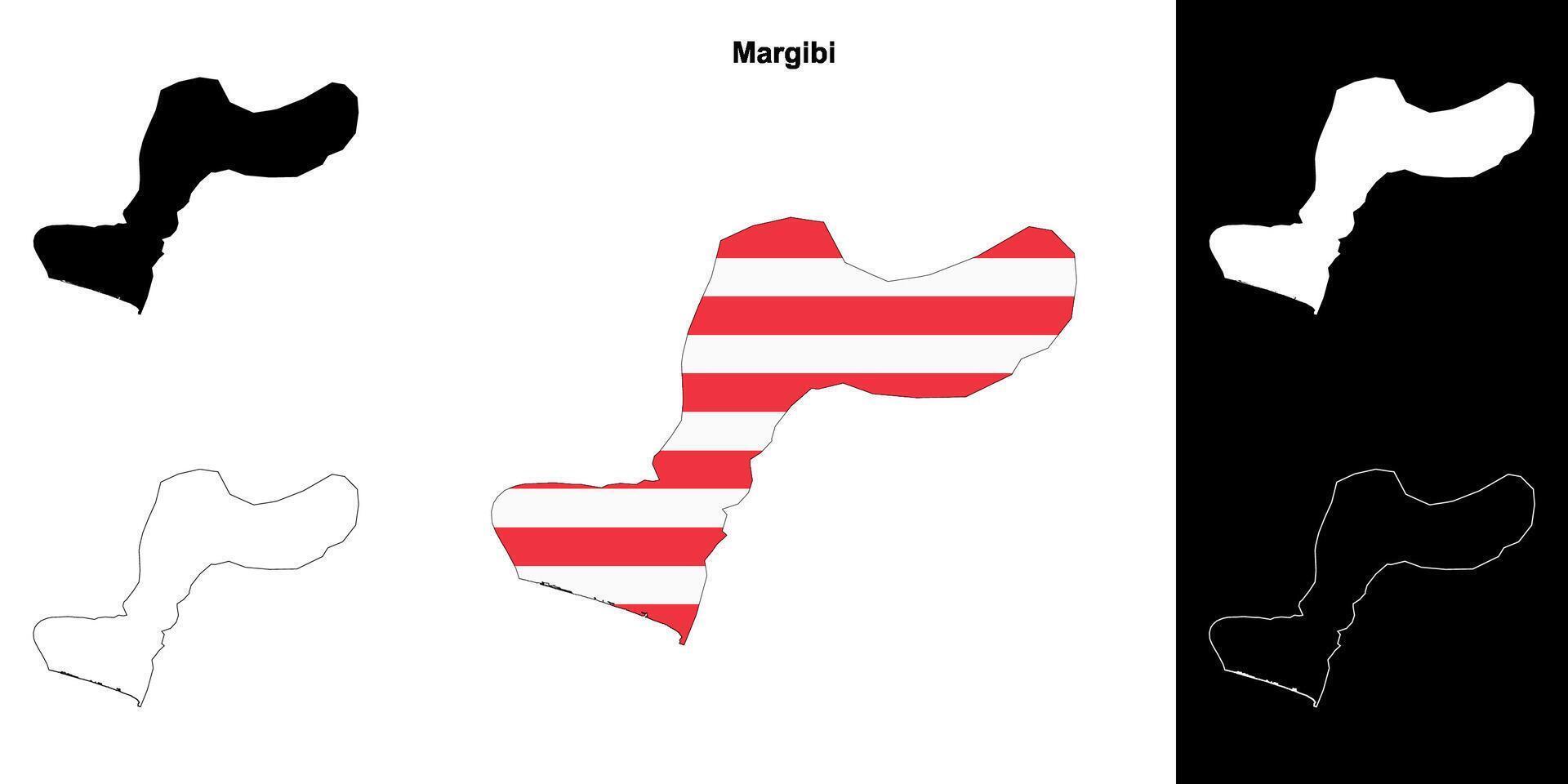 Margibi county outline map set vector
