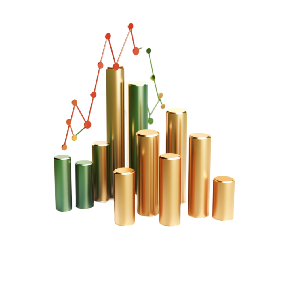 Golden Bar Chart Representing Growth png
