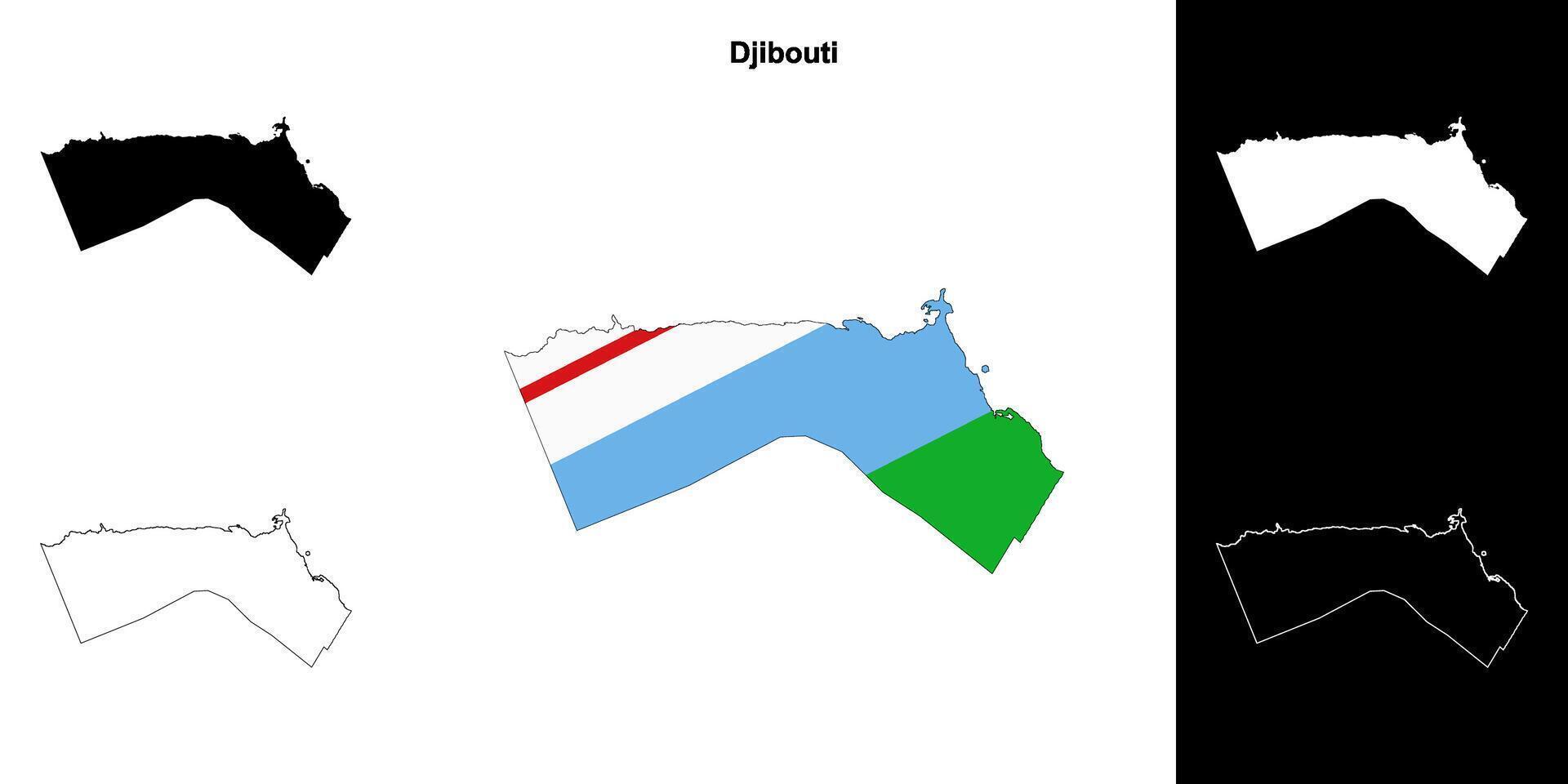 Djibouti region outline map set vector