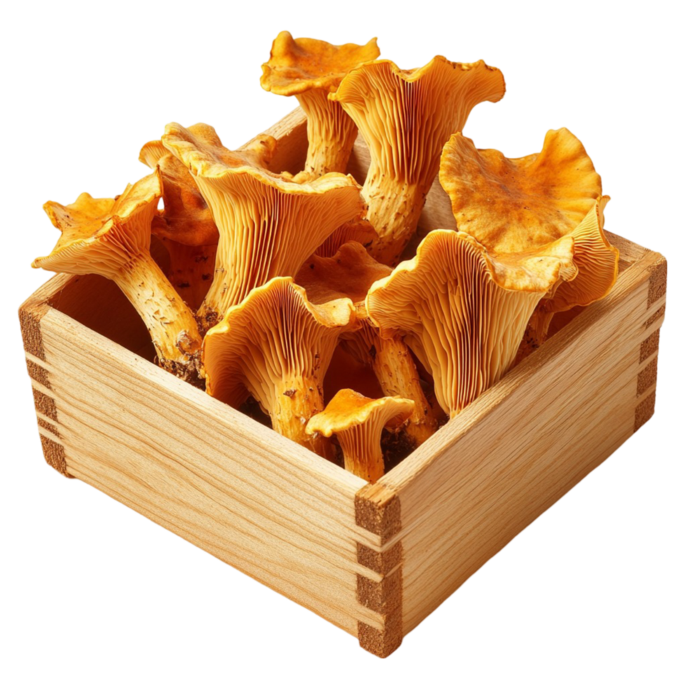 Wooden Box of Chanterelles 1 png