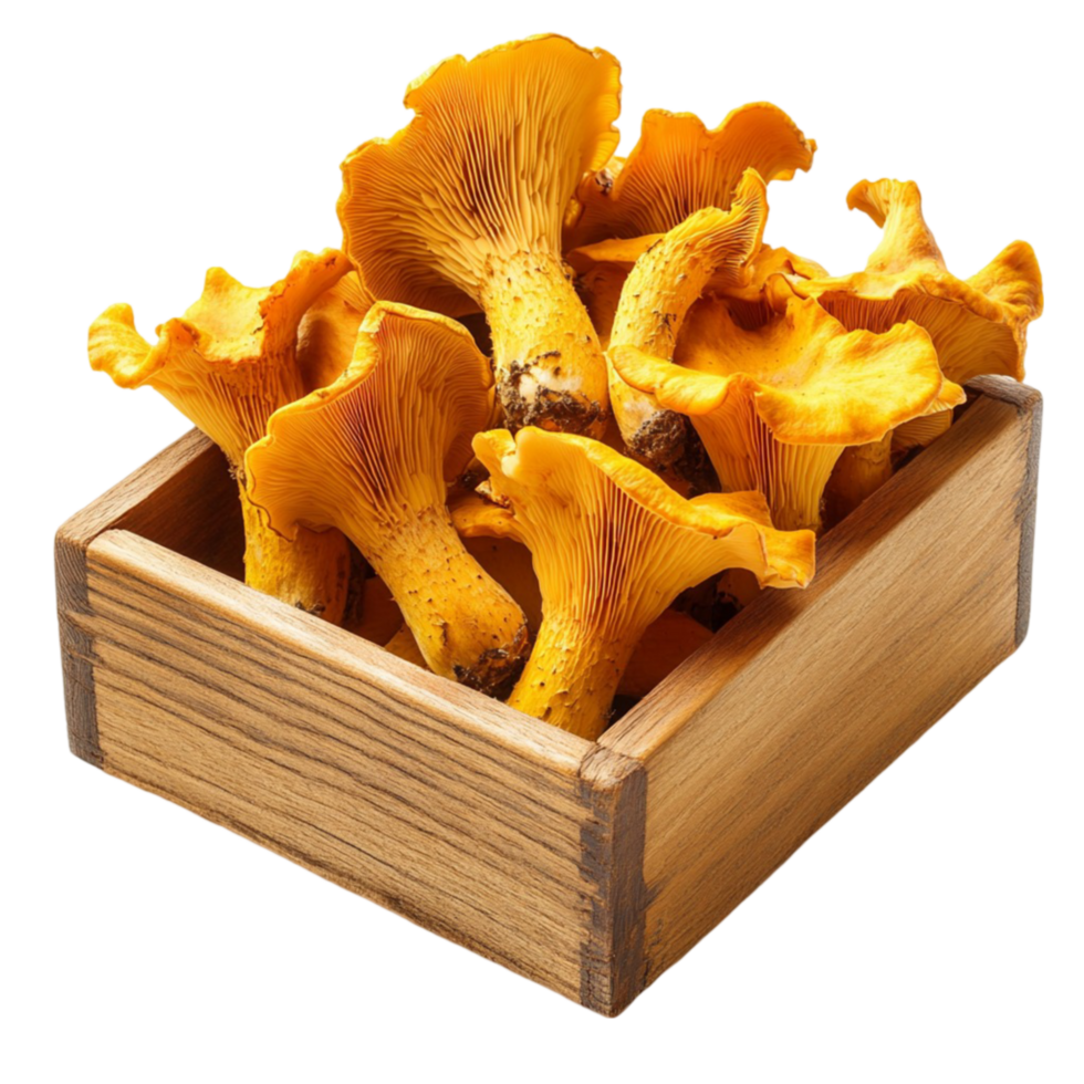 Wooden Box of Chanterelles 2 png