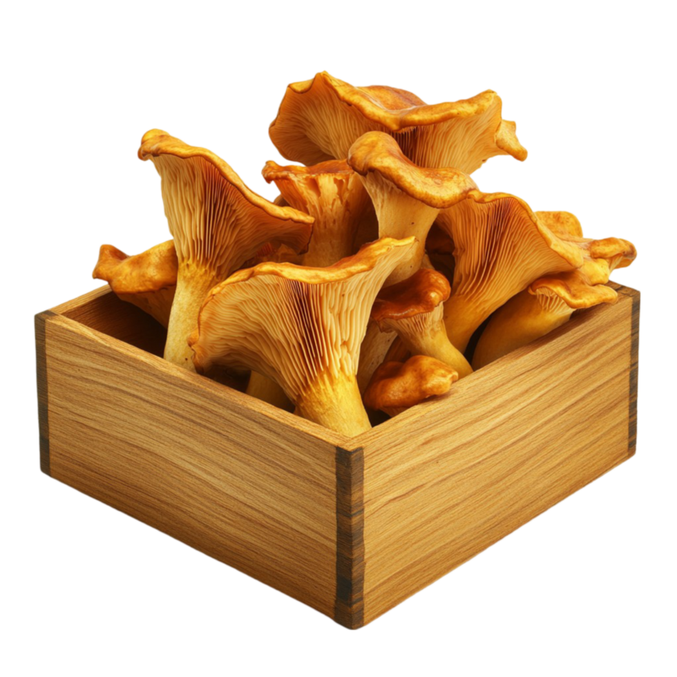 Wooden Box of Chanterelles 3 png