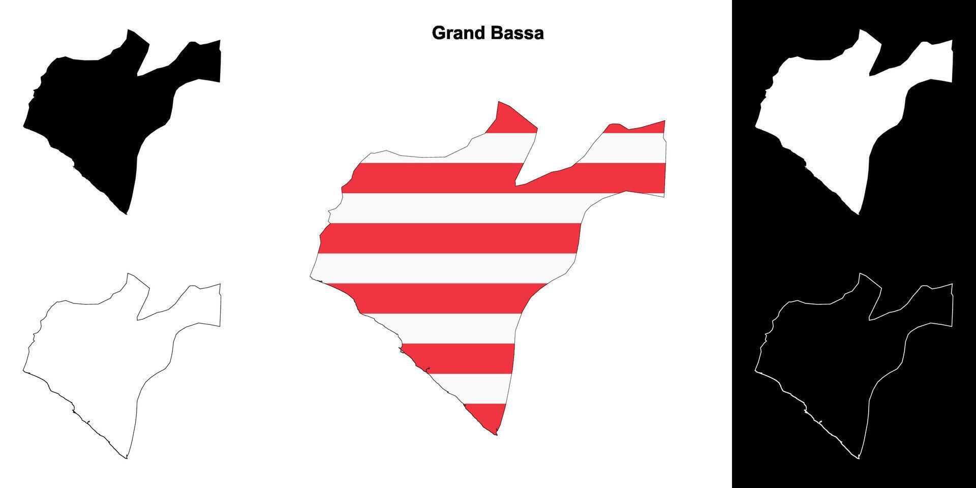 Grand Bassa county outline map set vector