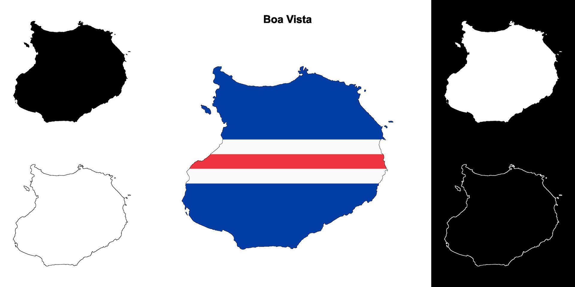Boa Vista municipality outline map set vector