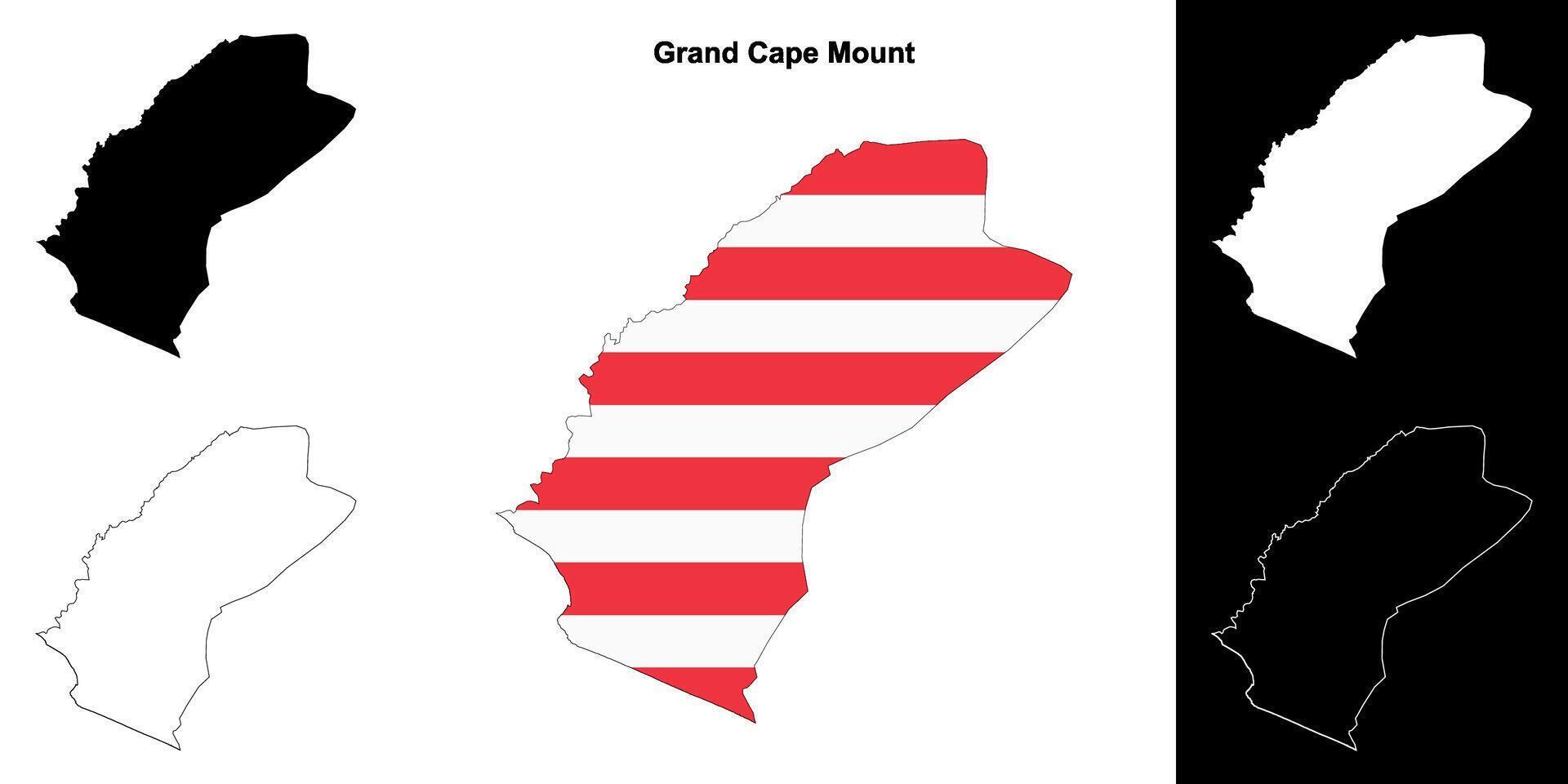 Grand Cape Mount county outline map set vector