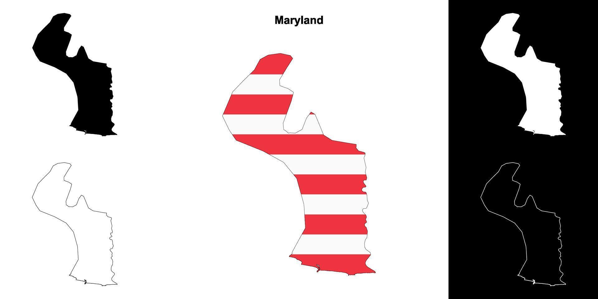 Maryland county outline map set vector