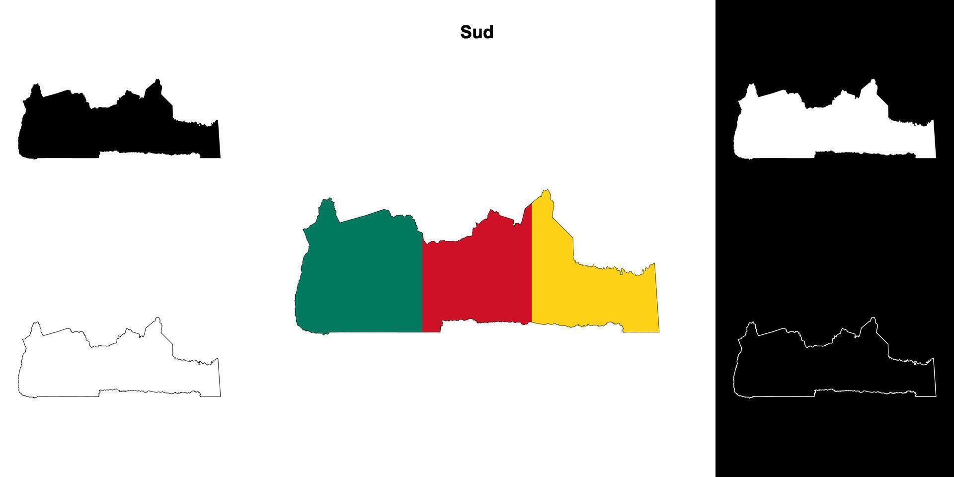 Sud region outline map set vector