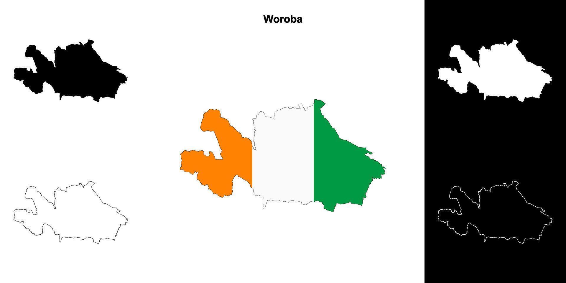 Woroba district outline map set vector