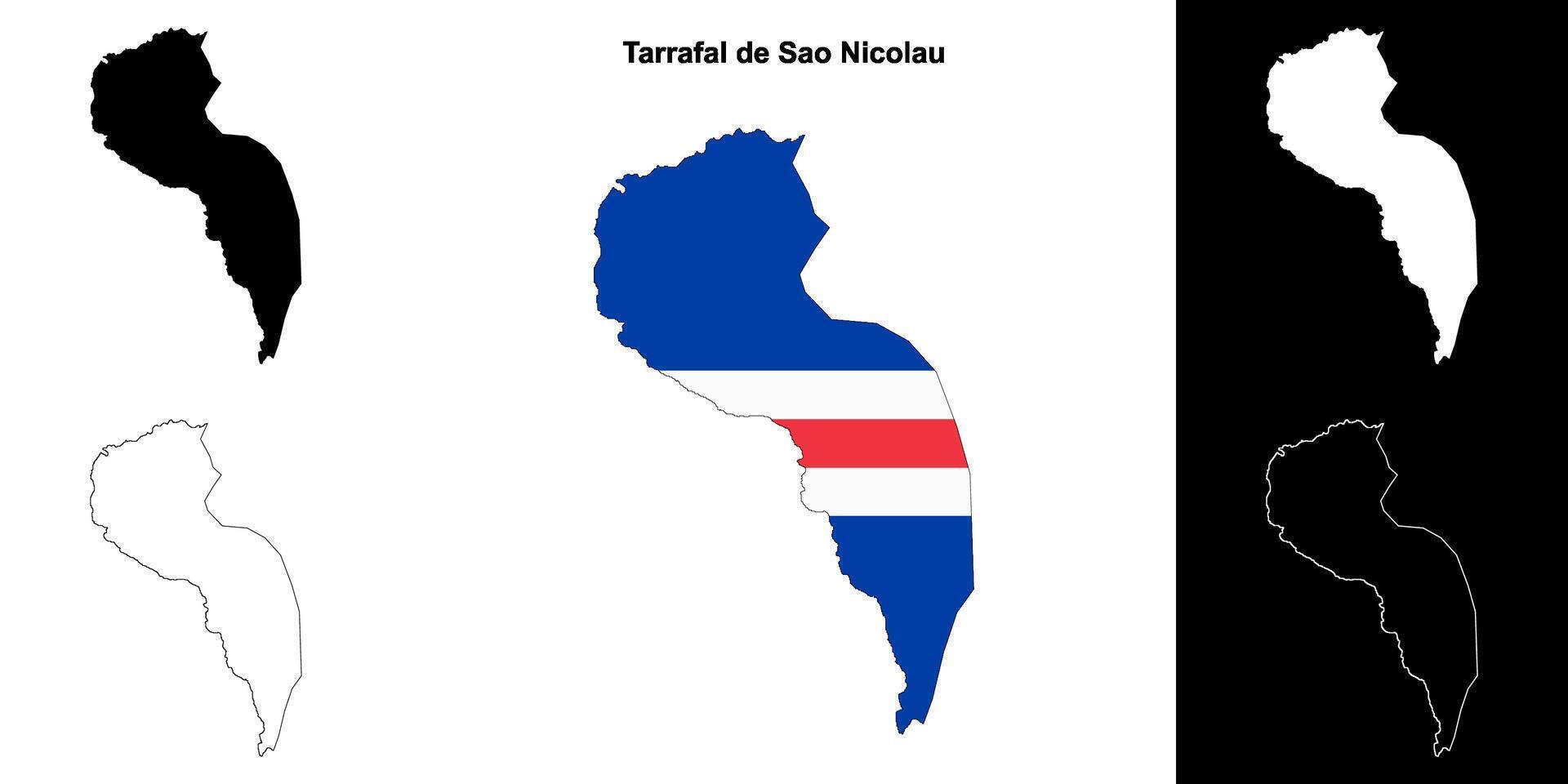 Tarrafal de Sao Nicolau municipality outline map set vector