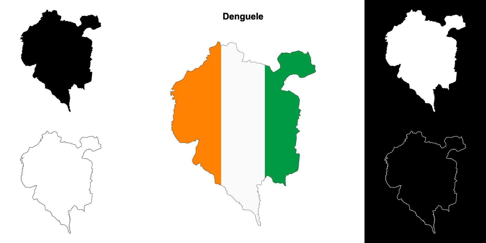 Denguele district outline map set vector