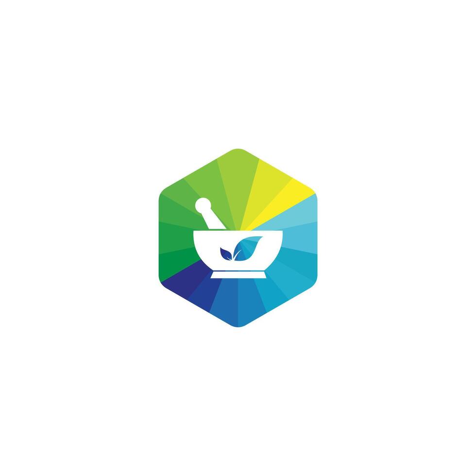 illustration icon design about herbal treatment with a mortar with herbs vector