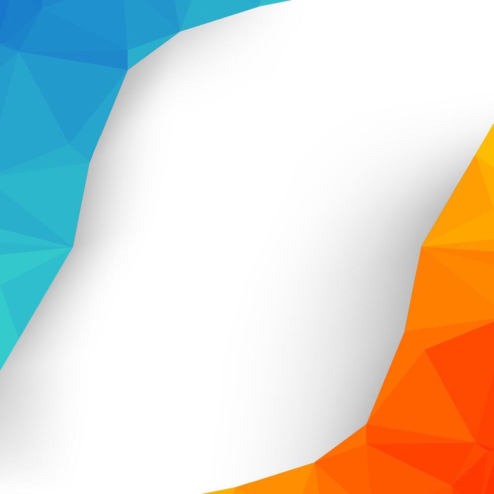 Polygonal background with gradient color blue and orange vector