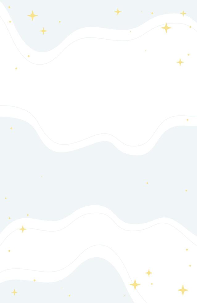 Abstract White Background With Wavy Lines and Sparkling Stars, Vertical Format Design vector