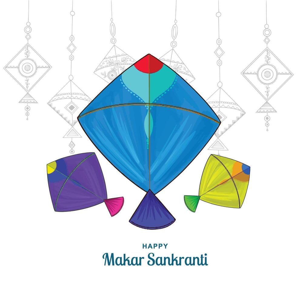 Happy makar sankranti festival greeting card background template design vector