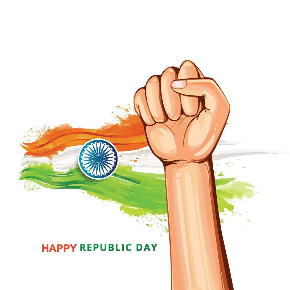 Hand holding for indian flag republic day card background vector