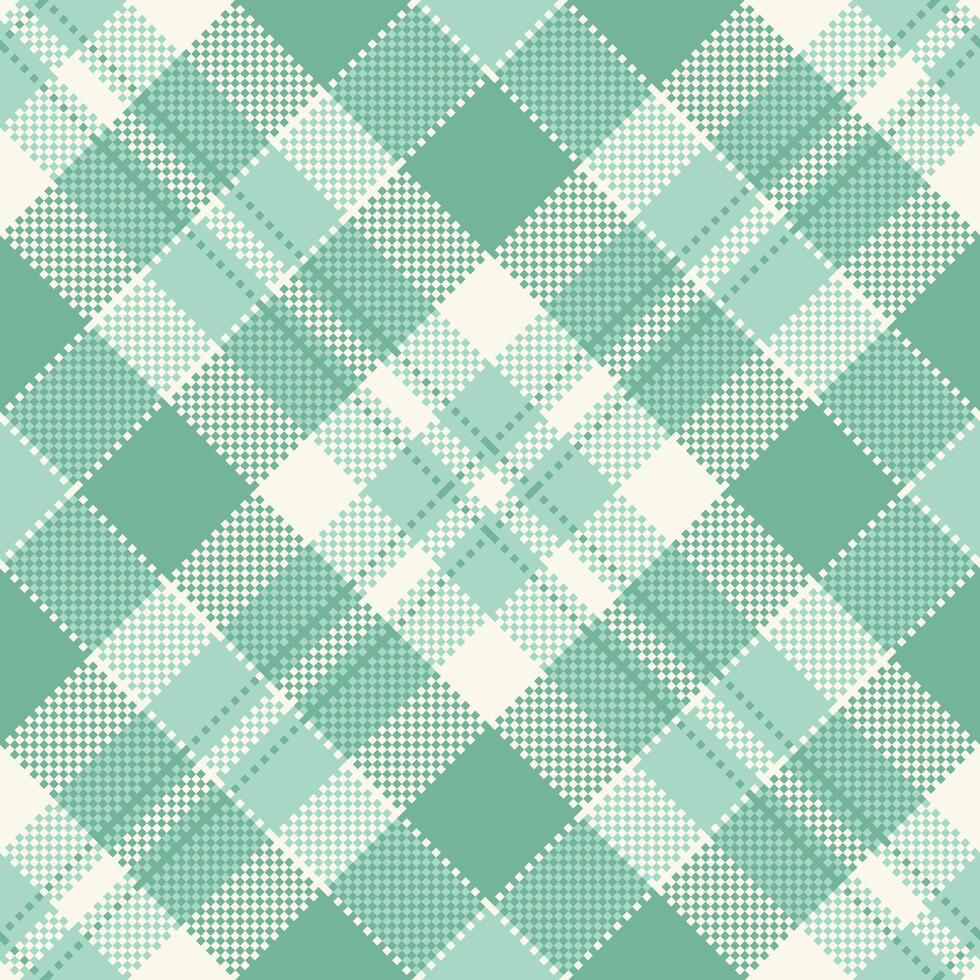 Top textile texture tartan, rest seamless plaid. Winter fabric pattern background check in mint and light colors. vector