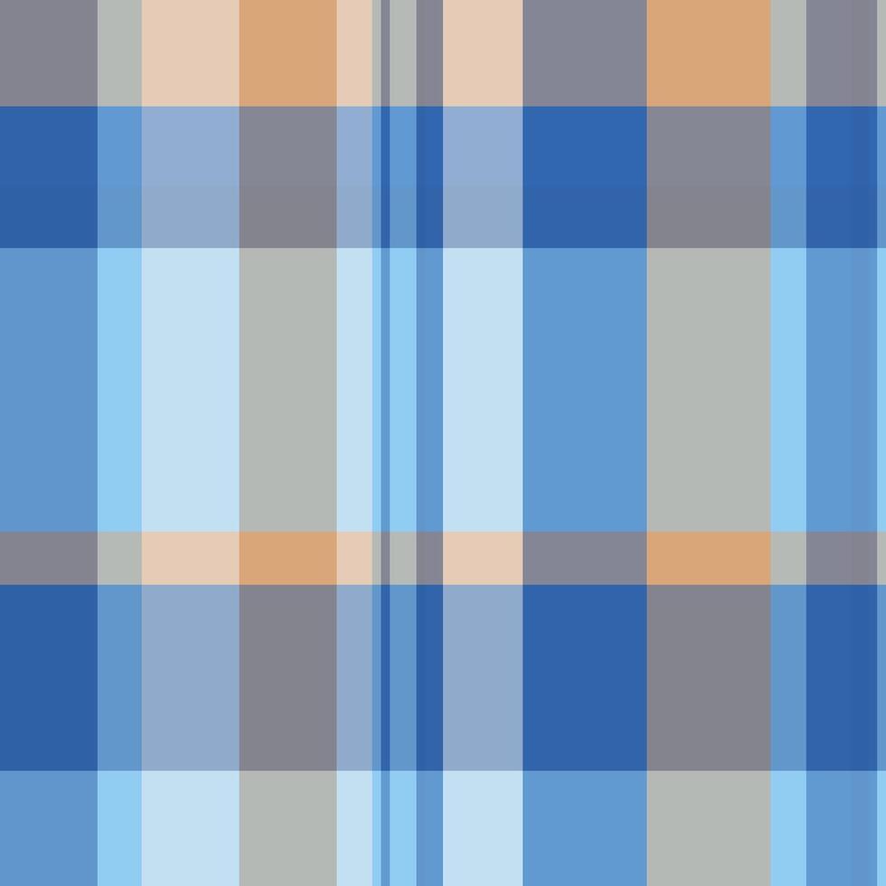 Commercial fabric pattern plaid, france textile seamless texture. Tough background tartan check in cyan and blue colors. vector