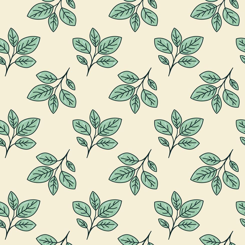 Hand drawn floral pattern design. Simple ornament with plant and leaf. vector
