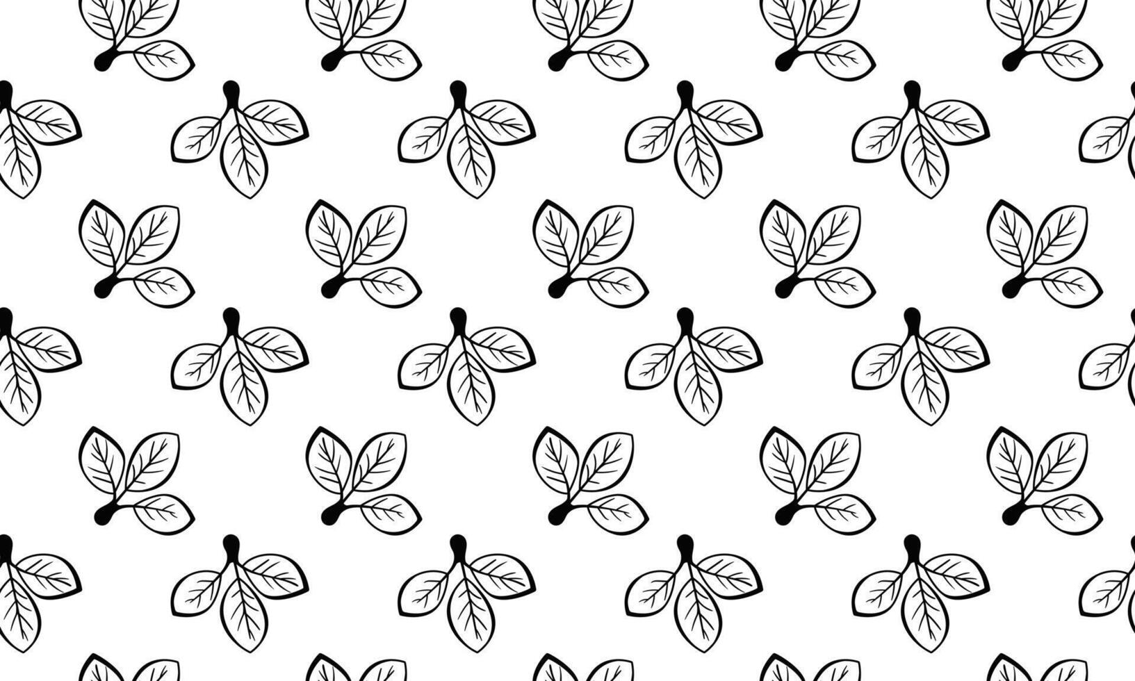 Elegant black and white seamless pattern featuring stylized leaf clusters. Perfect for textile prints, wallpapers, packaging design, and various digital applications. vector
