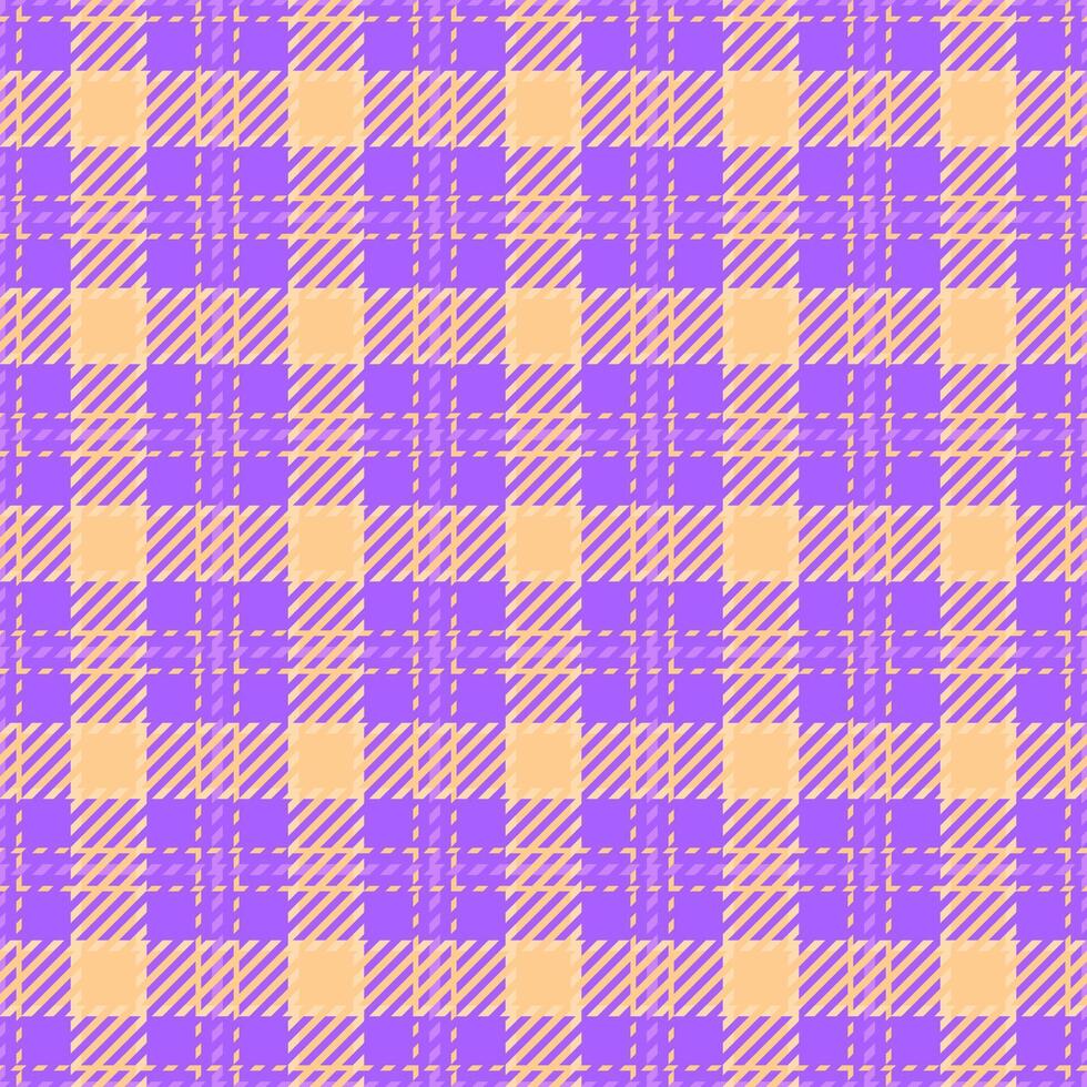 Vibrant purple and peach plaid pattern. Perfect for textile design, fashion, website backgrounds, or any project needing a cheerful, modern, geometric texture. Seamless repeat. vector