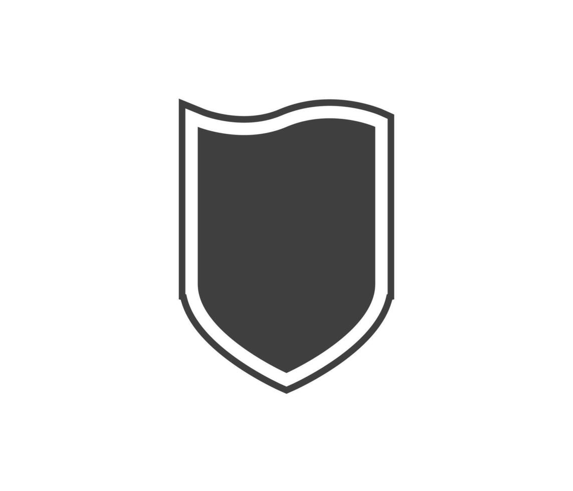 Shield black and white logo. Guarantee, insignia and guard symbol. Security icon vector