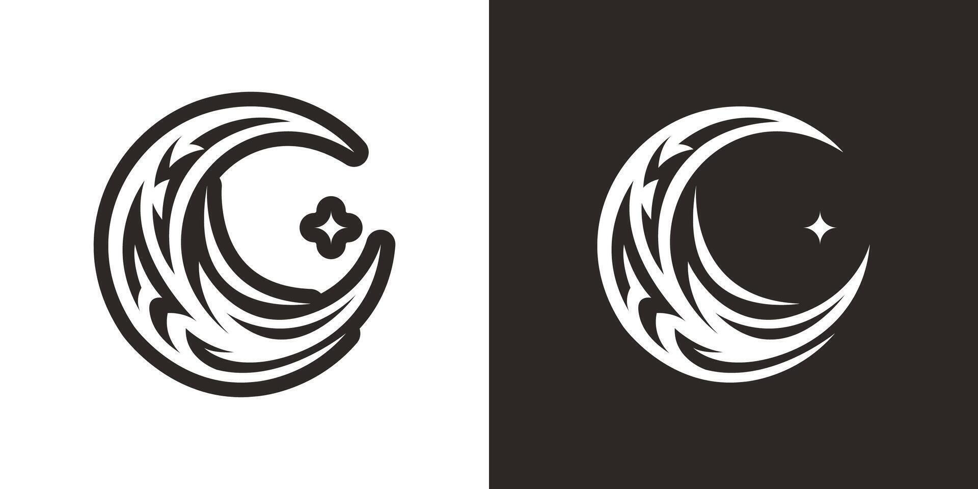 Crescent moon tribal tattoo vector