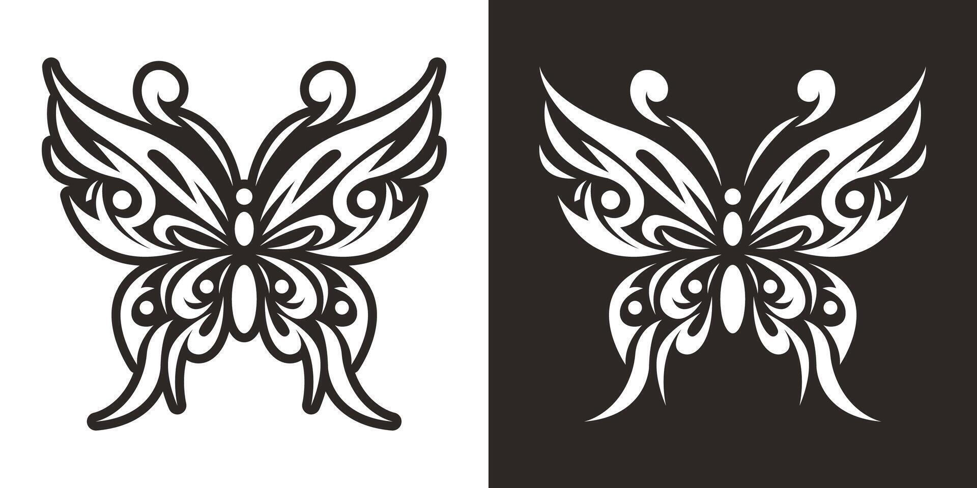 Butterfly tribal tattoo vector