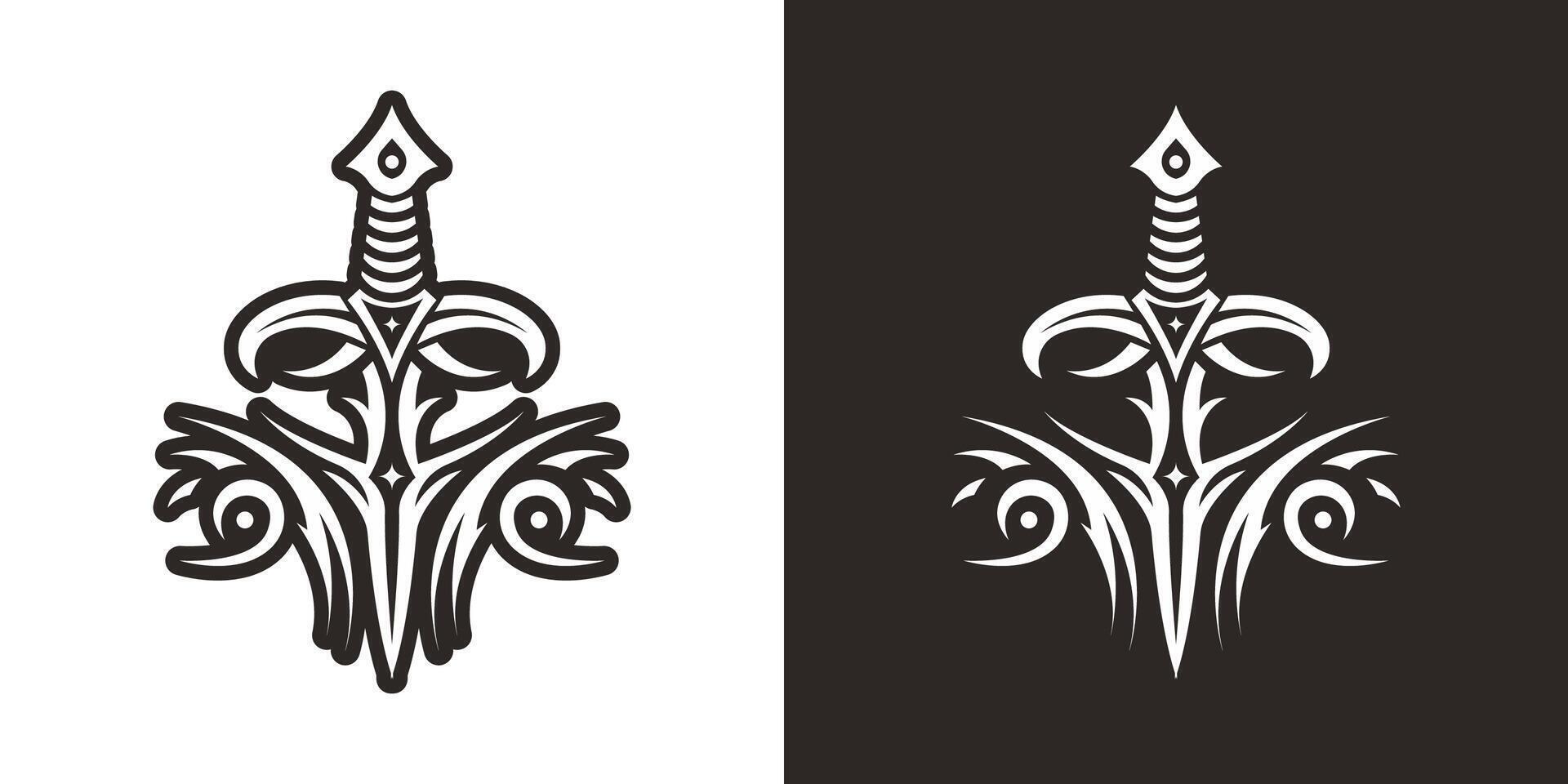 Sword tribal tattoo vector
