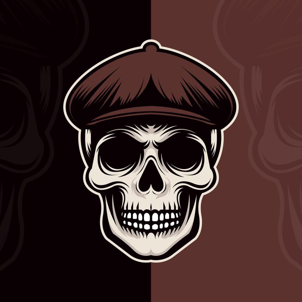 illustration of mafia skull with flat cap vector