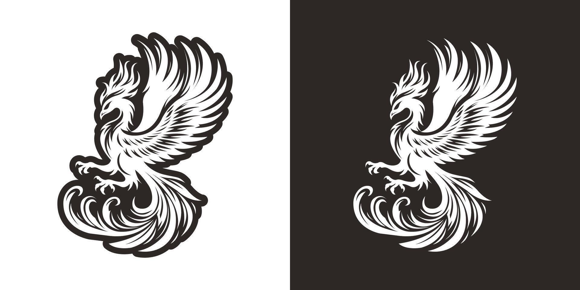 Phoenix tattoo illustration vector