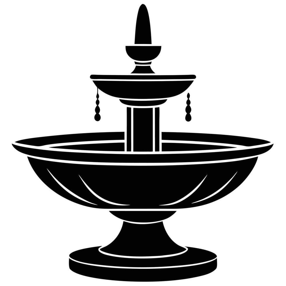 Fountain Silhouette on White vector