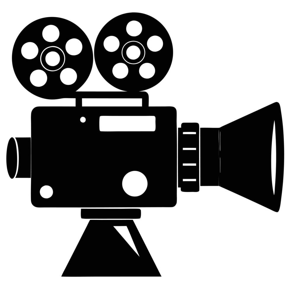 Film Camera Silhouette on White Background vector