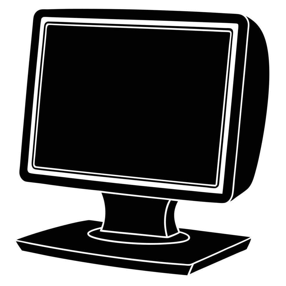 Simple Computer Screen Silhouette on White vector