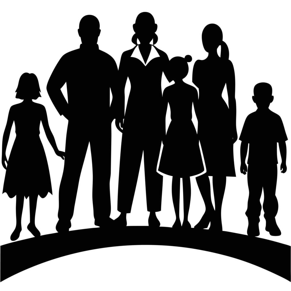 Family Reunion Silhouette on White Background vector