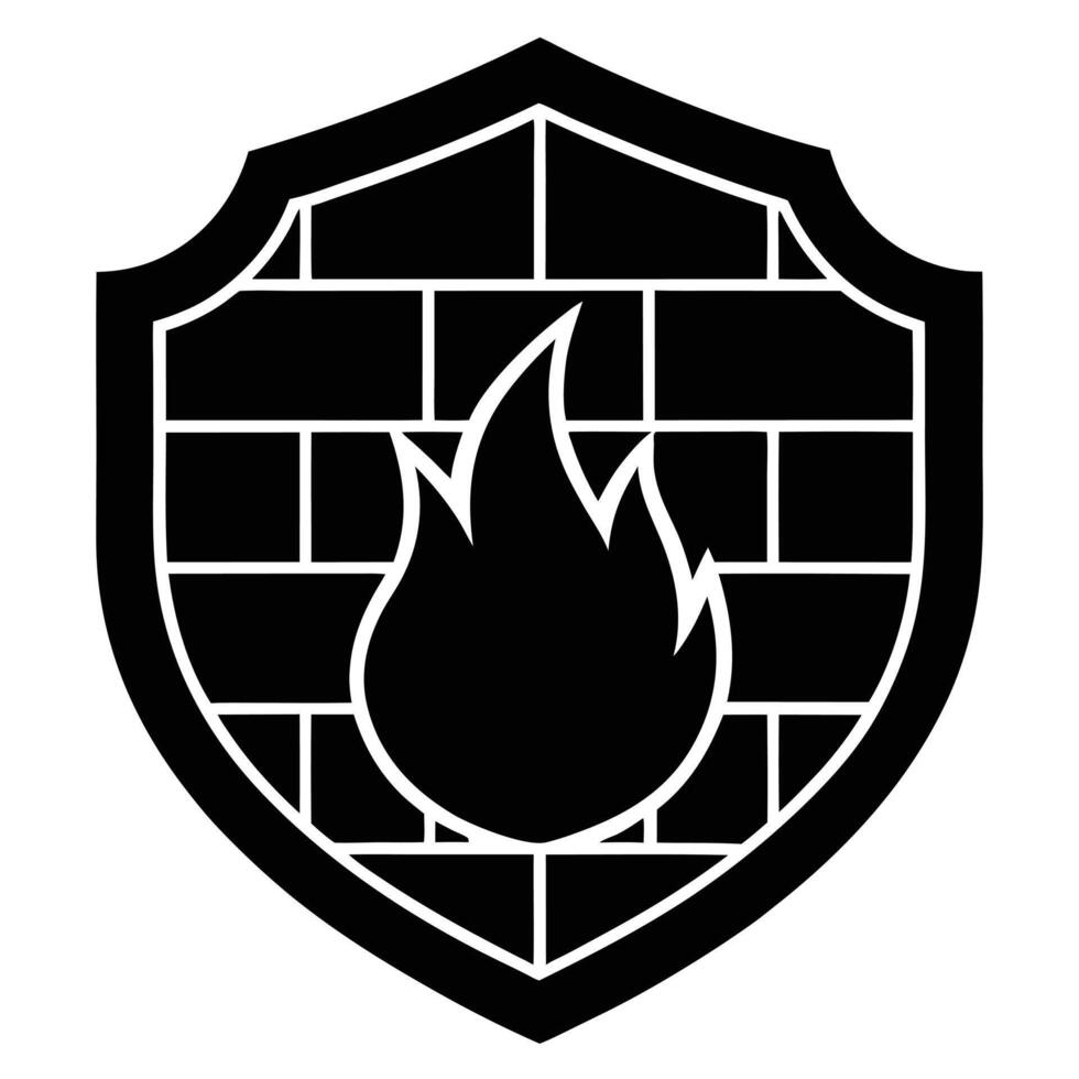 Firewall Symbol Silhouette on White Background vector
