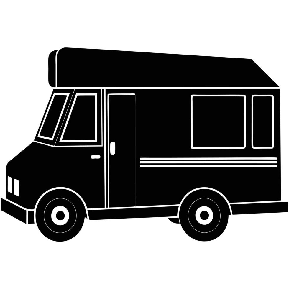 Food Truck Silhouette on White vector