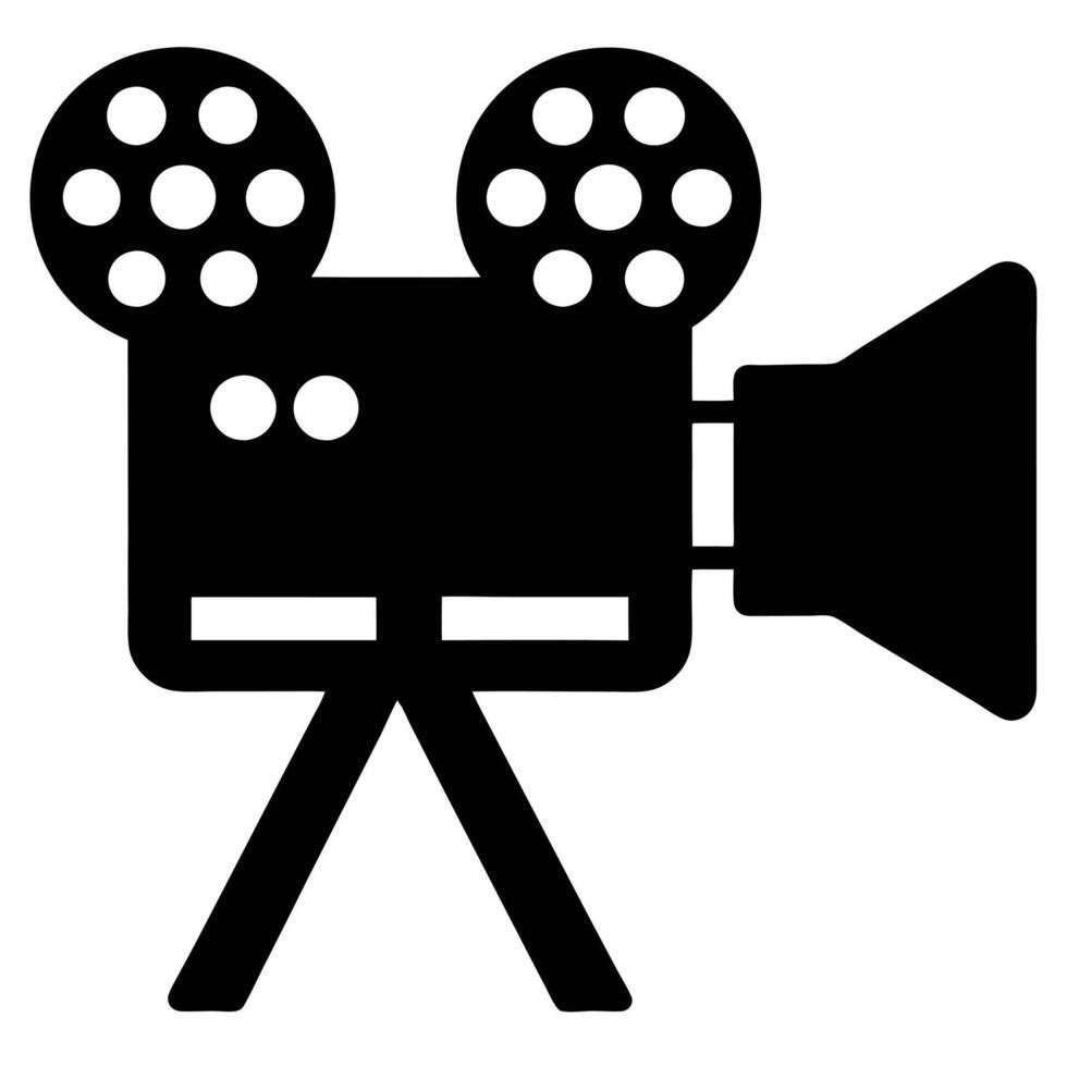 Cinema Camera Silhouette Isolated on White Background vector