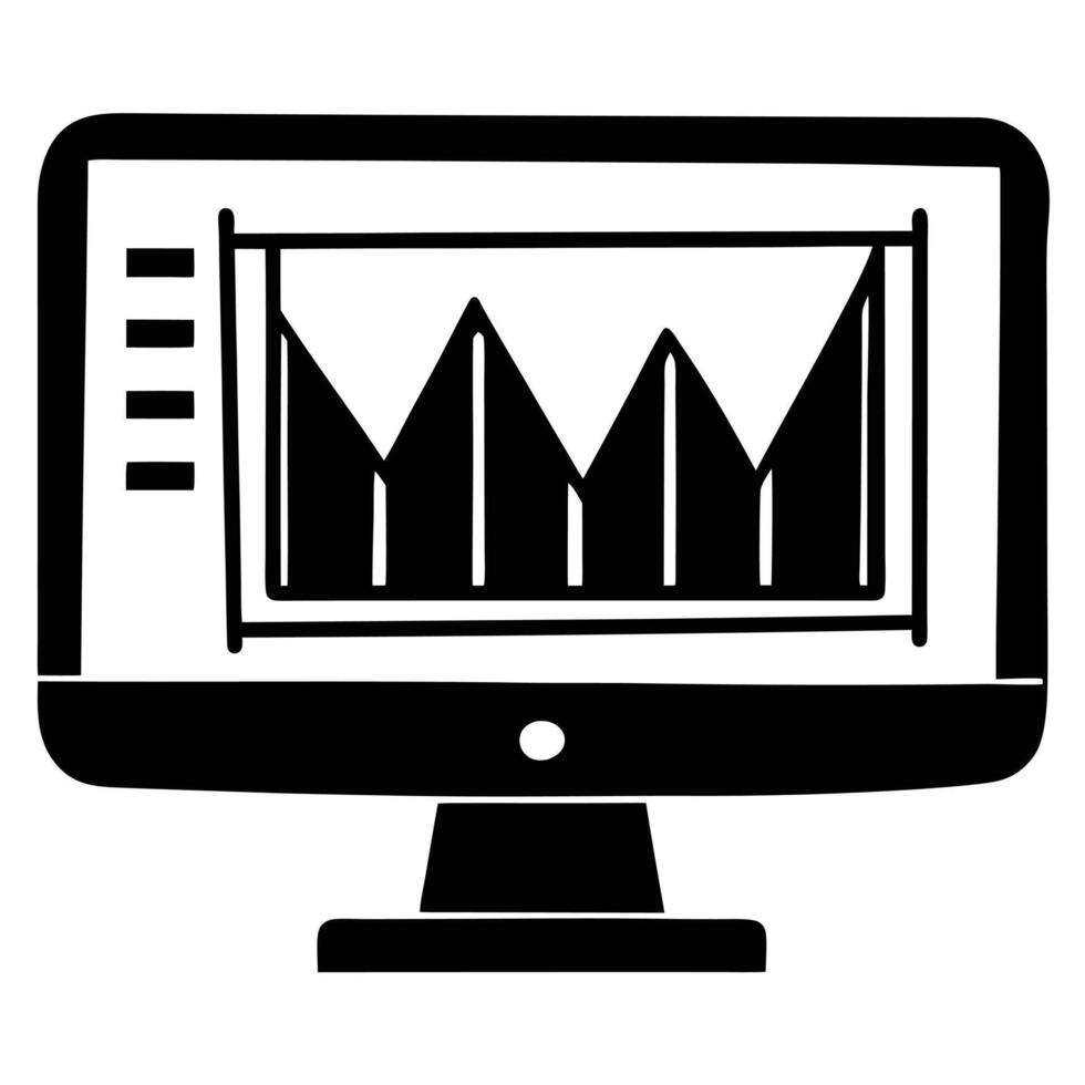 Graph Screen Silhouette on White vector