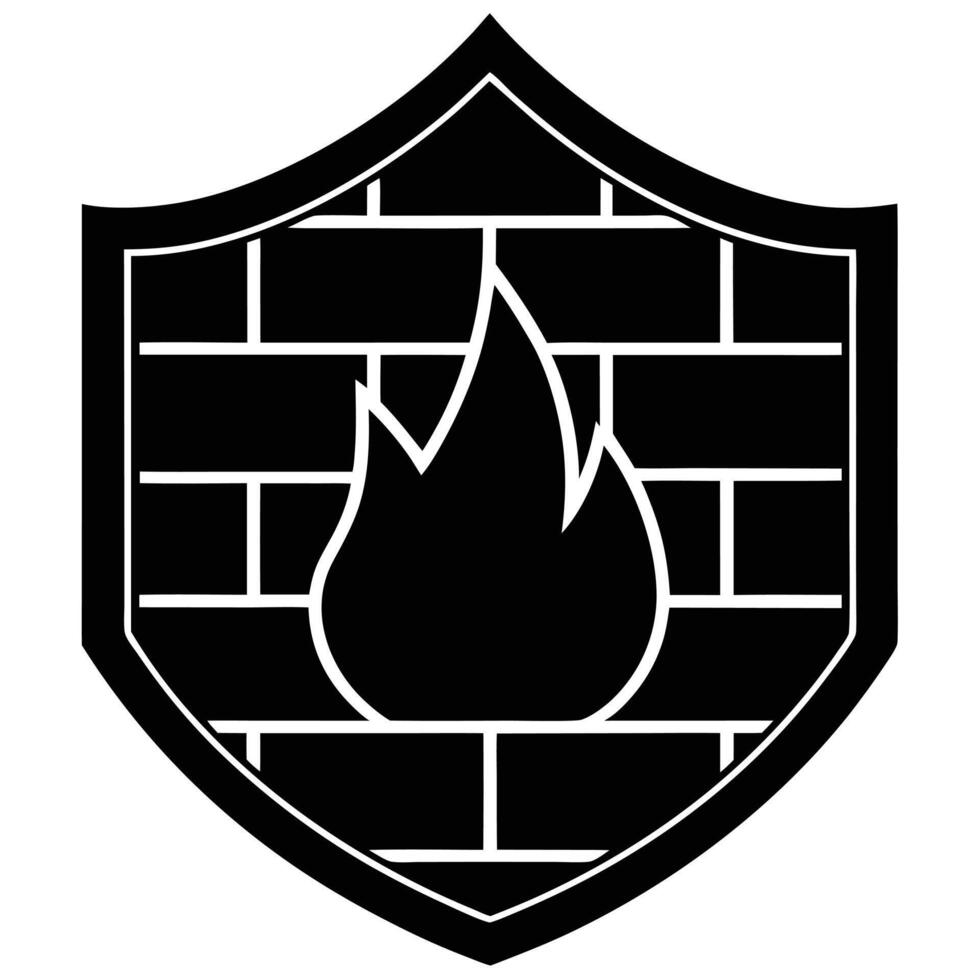 Security Firewall Silhouette Isolated on White vector
