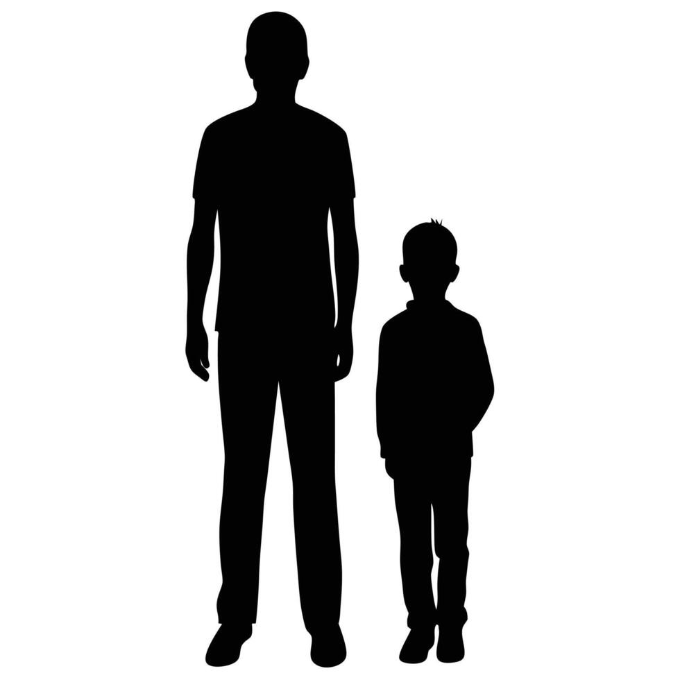 Father and Son Silhouette on White Background vector