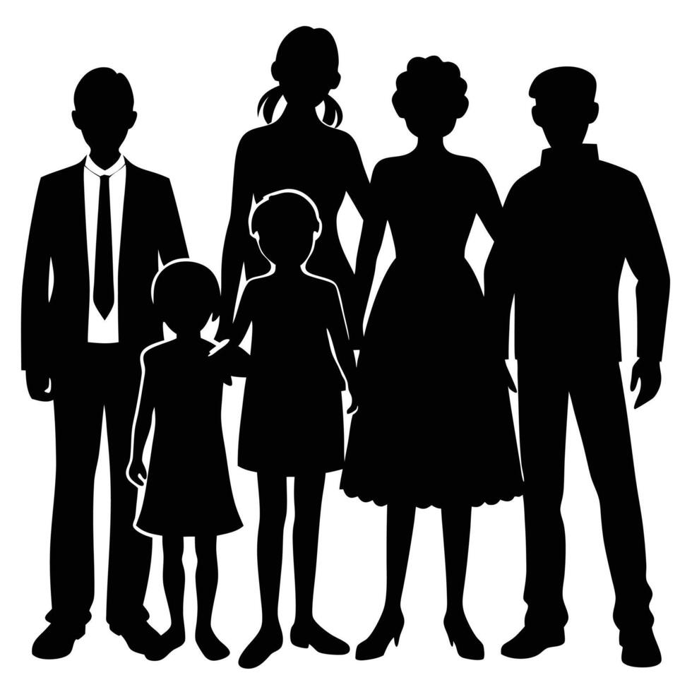 Reunion of Family Silhouetted on White vector