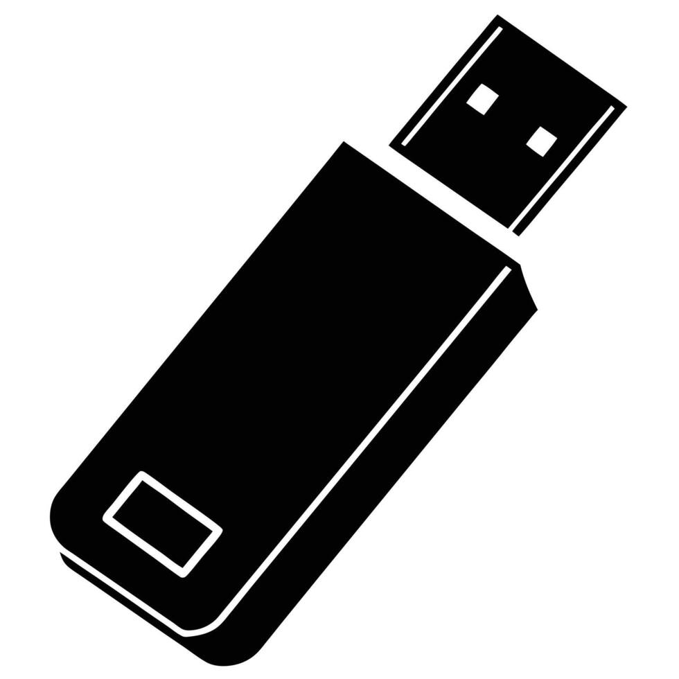 USB Stick Silhouette Isolated on White vector