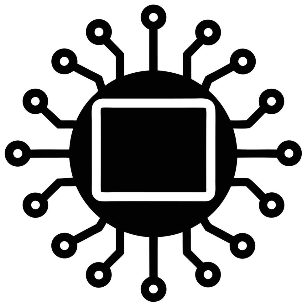 Computer Virus Symbol Silhouette on White vector